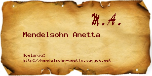 Mendelsohn Anetta névjegykártya